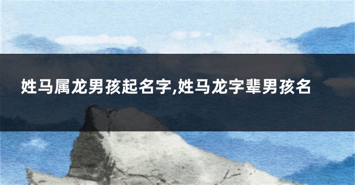 姓马属龙男孩起名字,姓马龙字辈男孩名