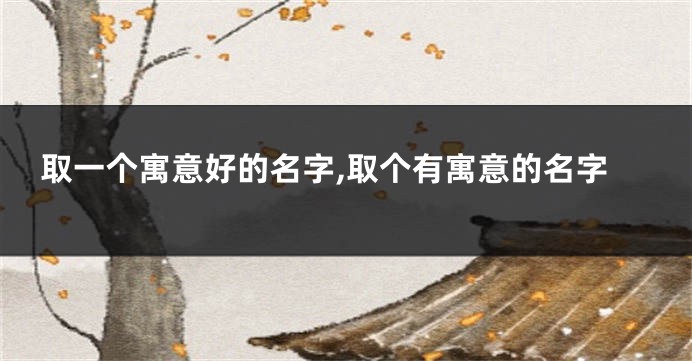 取一个寓意好的名字,取个有寓意的名字