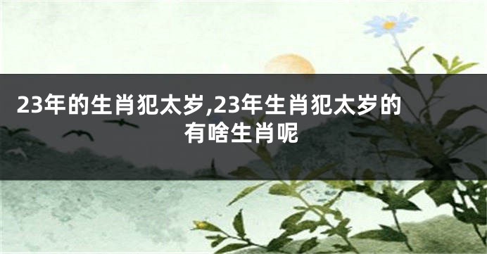 23年的生肖犯太岁,23年生肖犯太岁的有啥生肖呢
