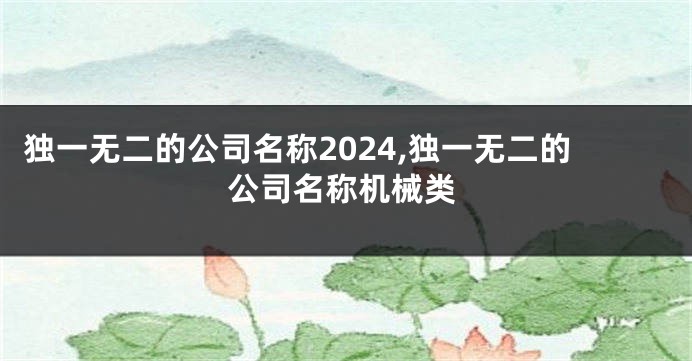 独一无二的公司名称2024,独一无二的公司名称机械类