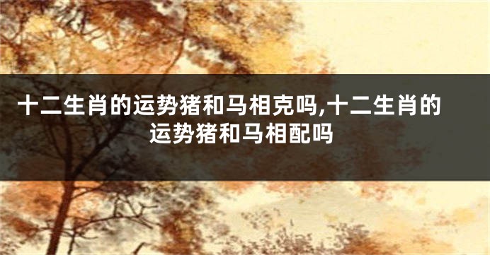 十二生肖的运势猪和马相克吗,十二生肖的运势猪和马相配吗