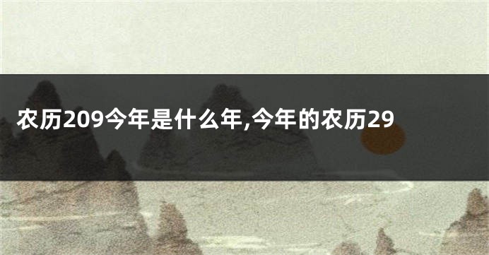 农历209今年是什么年,今年的农历29
