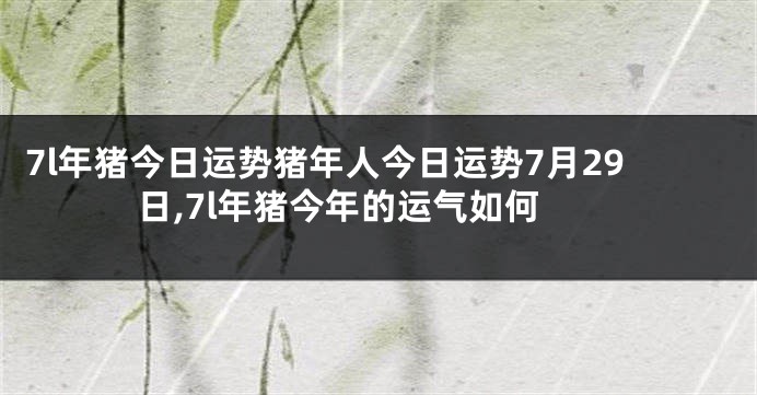 7l年猪今日运势猪年人今日运势7月29日,7l年猪今年的运气如何
