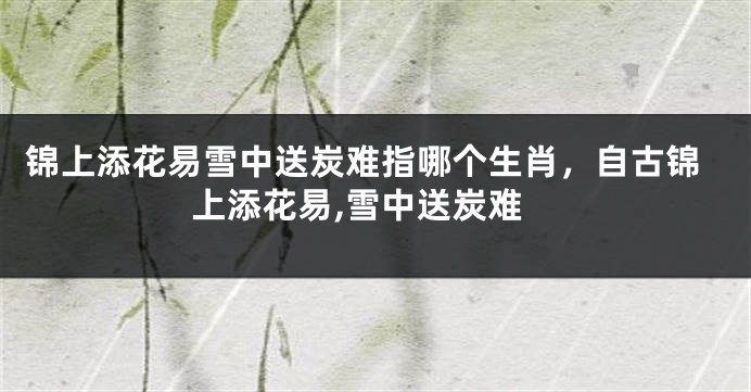 锦上添花易雪中送炭难指哪个生肖，自古锦上添花易,雪中送炭难