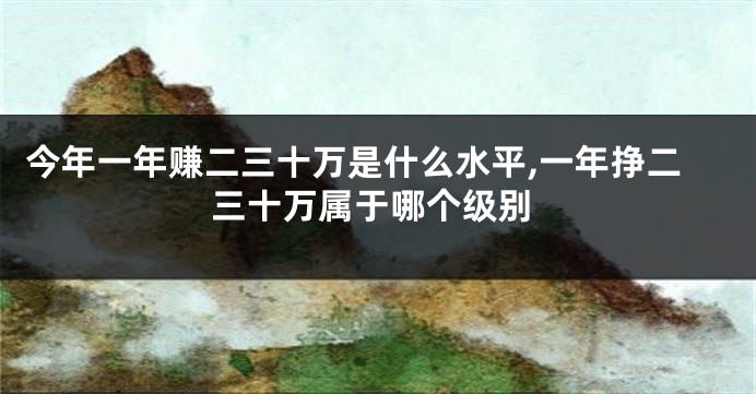 今年一年赚二三十万是什么水平,一年挣二三十万属于哪个级别