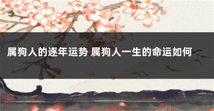 属狗人的逐年运势 属狗人一生的命运如何