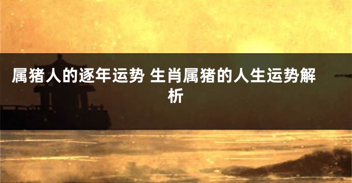 属猪人的逐年运势 生肖属猪的人生运势解析