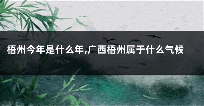 梧州今年是什么年,广西梧州属于什么气候