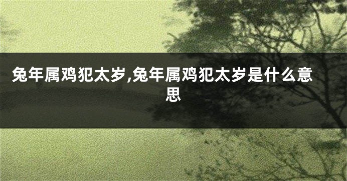兔年属鸡犯太岁,兔年属鸡犯太岁是什么意思