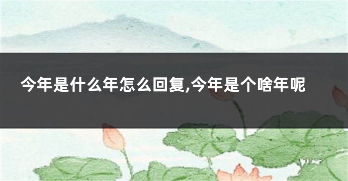 今年是什么年怎么回复,今年是个啥年呢