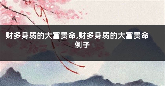 财多身弱的大富贵命,财多身弱的大富贵命例子