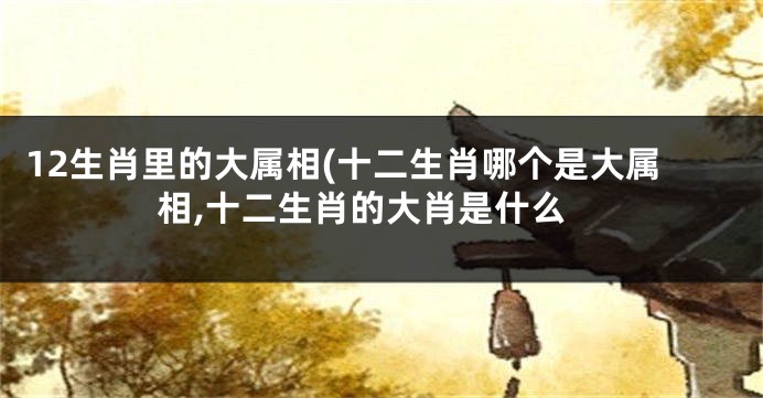 12生肖里的大属相(十二生肖哪个是大属相,十二生肖的大肖是什么