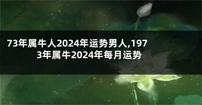 73年属牛人2024年运势男人,1973年属牛2024年每月运势