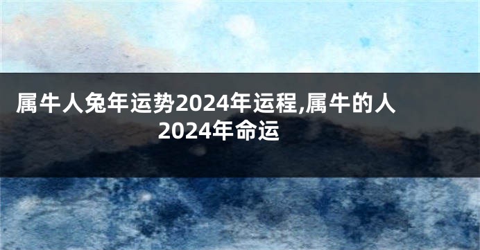 属牛人兔年运势2024年运程,属牛的人2024年命运