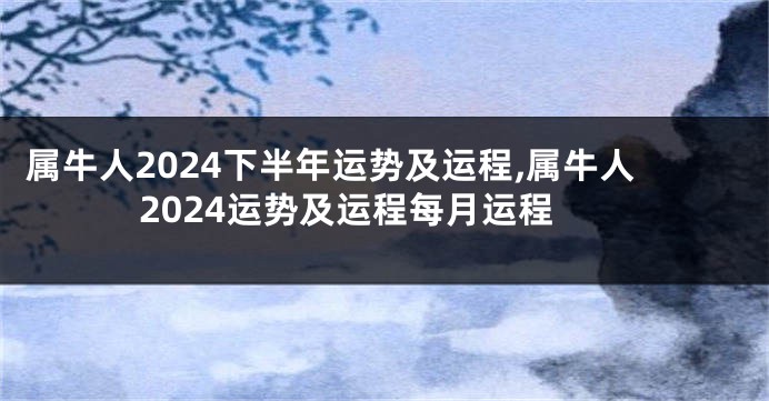 属牛人2024下半年运势及运程,属牛人2024运势及运程每月运程