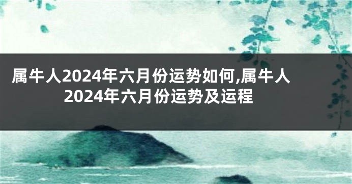 属牛人2024年六月份运势如何,属牛人2024年六月份运势及运程