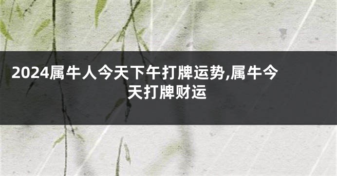 2024属牛人今天下午打牌运势,属牛今天打牌财运
