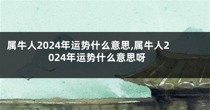 属牛人2024年运势什么意思,属牛人2024年运势什么意思呀