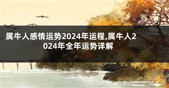 属牛人感情运势2024年运程,属牛人2024年全年运势详解