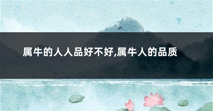 属牛的人人品好不好,属牛人的品质