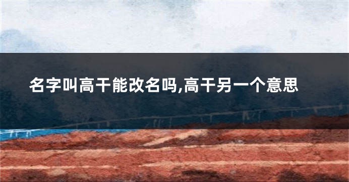 名字叫高干能改名吗,高干另一个意思