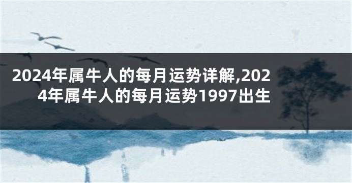 2024年属牛人的每月运势详解,2024年属牛人的每月运势1997出生
