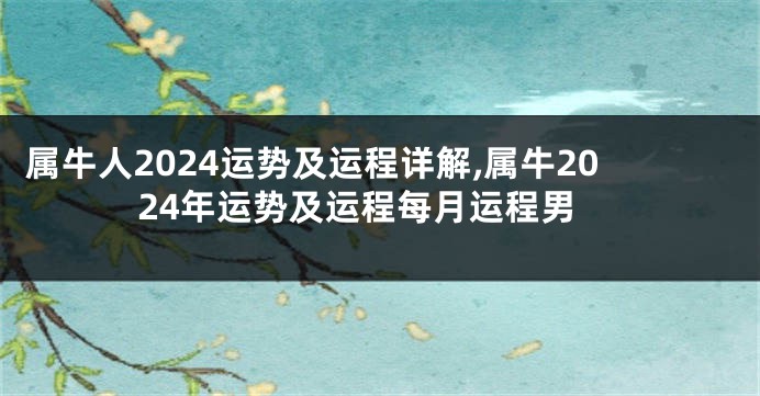 属牛人2024运势及运程详解,属牛2024年运势及运程每月运程男