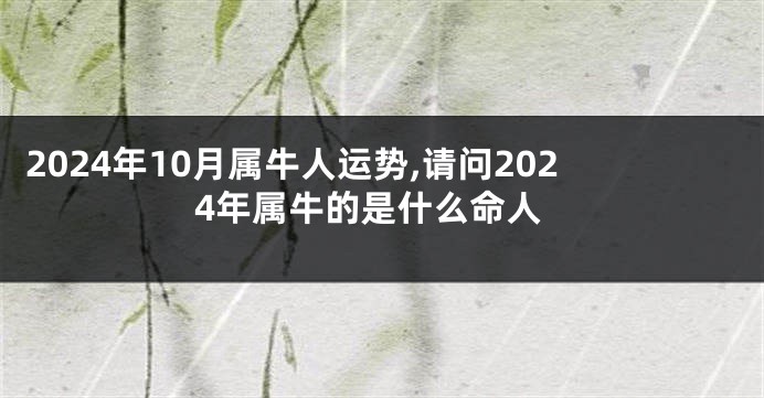 2024年10月属牛人运势,请问2024年属牛的是什么命人