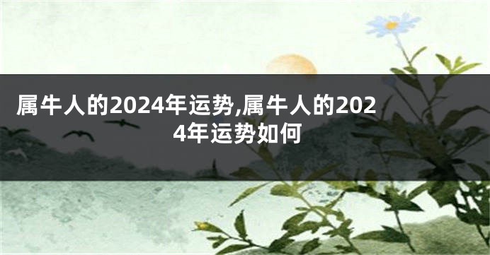 属牛人的2024年运势,属牛人的2024年运势如何
