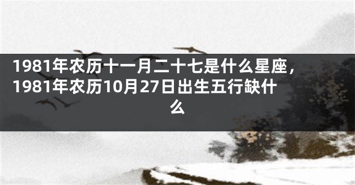 1981年农历十一月二十七是什么星座，1981年农历10月27日出生五行缺什么