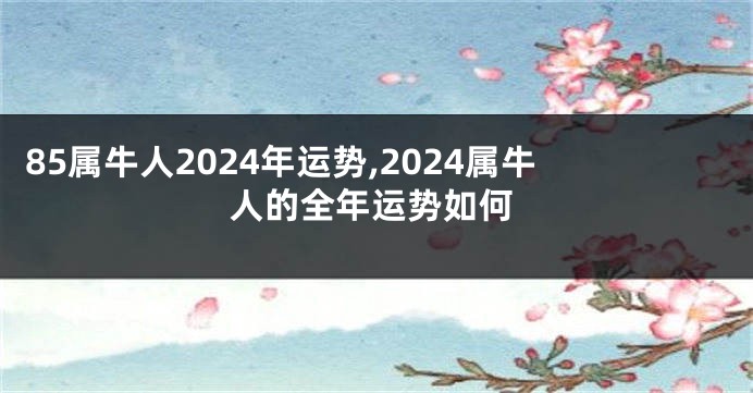 85属牛人2024年运势,2024属牛人的全年运势如何
