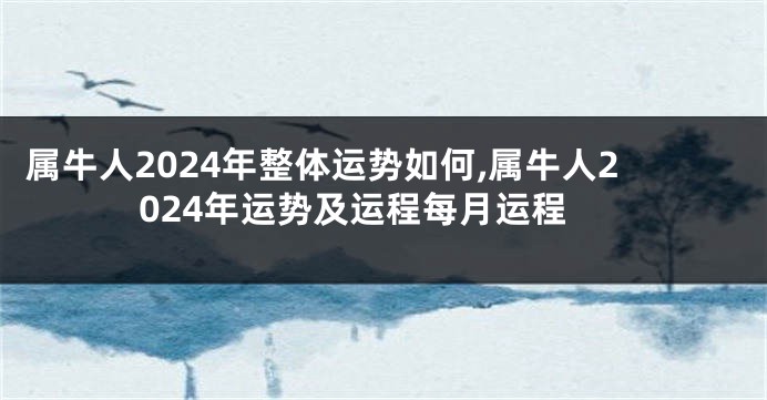 属牛人2024年整体运势如何,属牛人2024年运势及运程每月运程