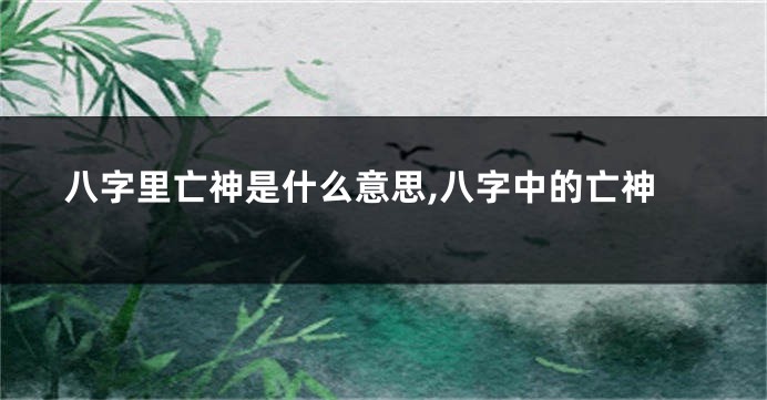 八字里亡神是什么意思,八字中的亡神