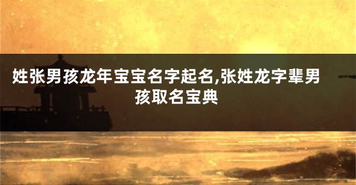 姓张男孩龙年宝宝名字起名,张姓龙字辈男孩取名宝典