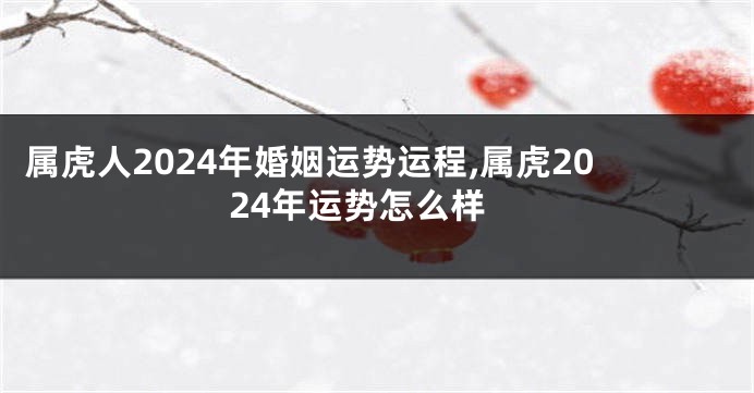属虎人2024年婚姻运势运程,属虎2024年运势怎么样