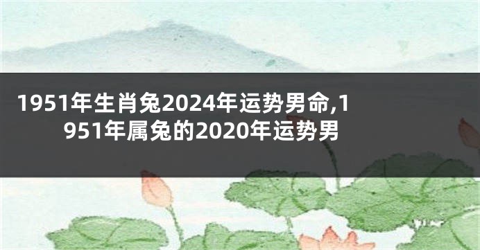 1951年生肖兔2024年运势男命,1951年属兔的2020年运势男