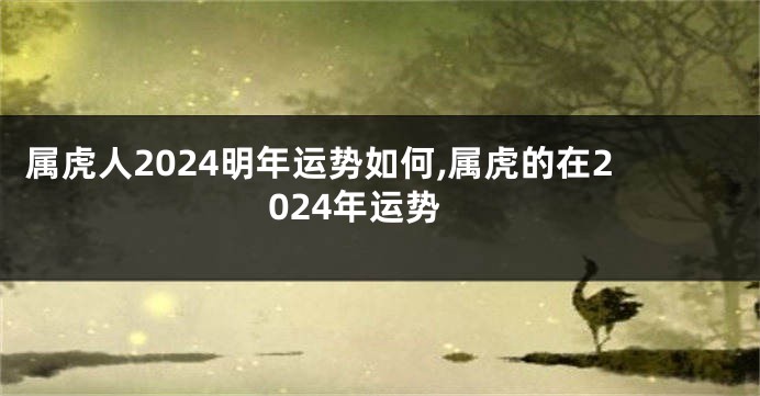 属虎人2024明年运势如何,属虎的在2024年运势