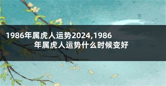 1986年属虎人运势2024,1986年属虎人运势什么时候变好