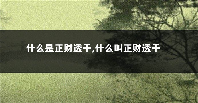 什么是正财透干,什么叫正财透干