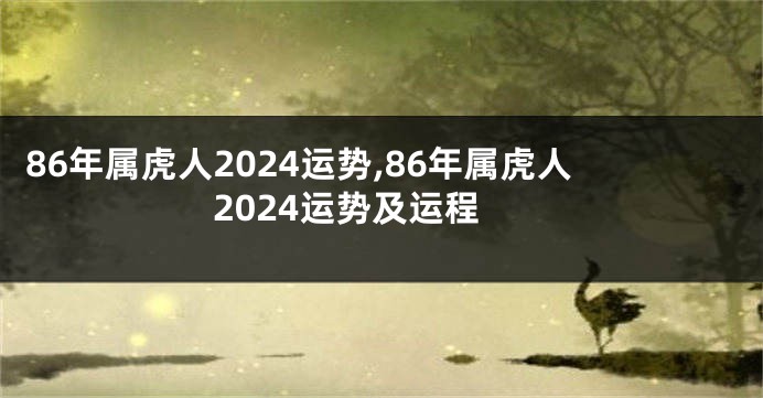 86年属虎人2024运势,86年属虎人2024运势及运程