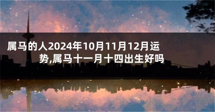 属马的人2024年10月11月12月运势,属马十一月十四出生好吗