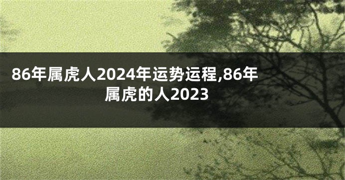 86年属虎人2024年运势运程,86年属虎的人2023