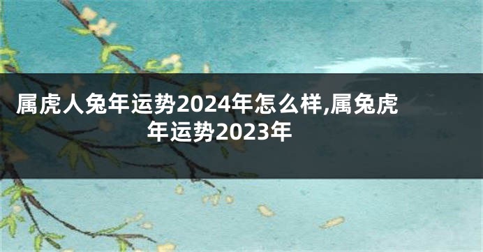 属虎人兔年运势2024年怎么样,属兔虎年运势2023年