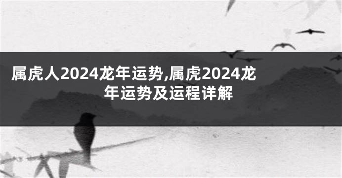 属虎人2024龙年运势,属虎2024龙年运势及运程详解