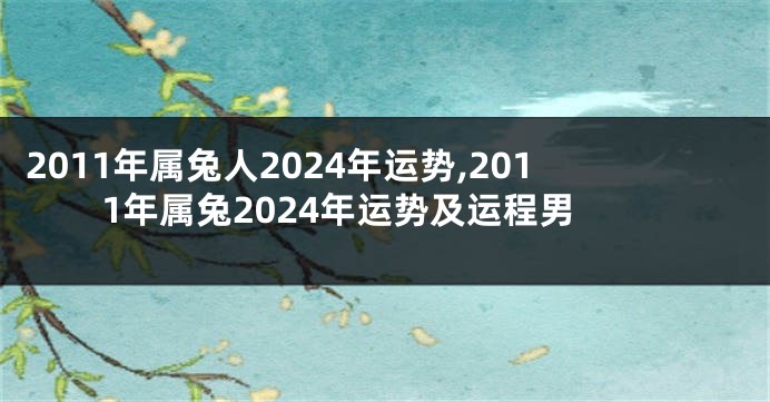 2011年属兔人2024年运势,2011年属兔2024年运势及运程男