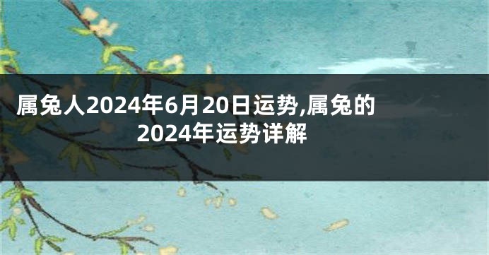 属兔人2024年6月20日运势,属兔的2024年运势详解