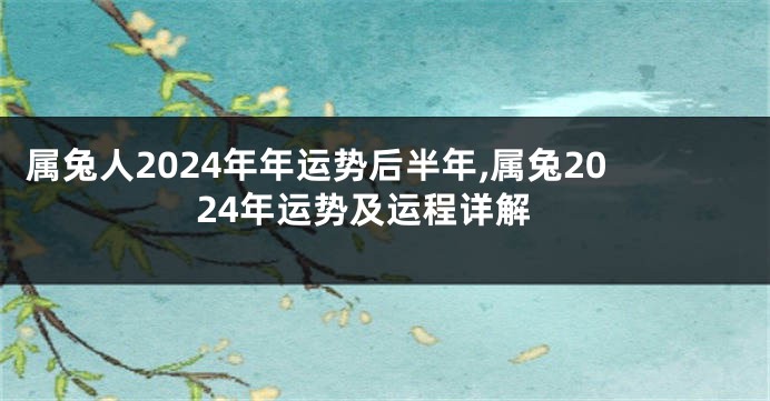 属兔人2024年年运势后半年,属兔2024年运势及运程详解