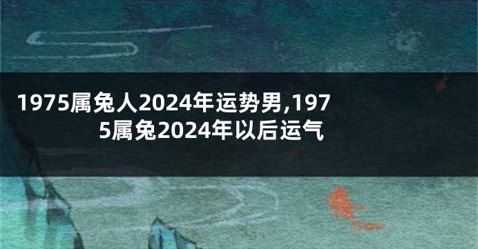 1975属兔人2024年运势男,1975属兔2024年以后运气