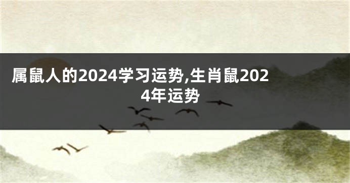 属鼠人的2024学习运势,生肖鼠2024年运势