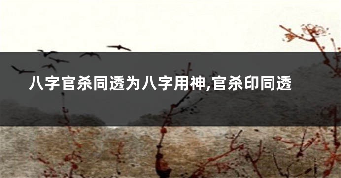 八字官杀同透为八字用神,官杀印同透